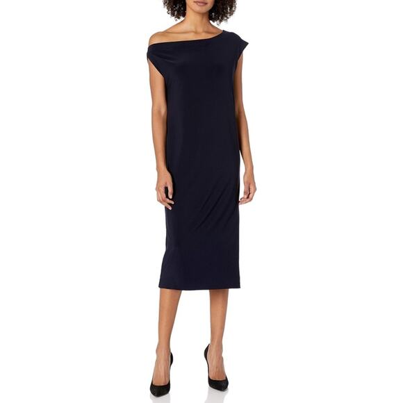 Norma Kamali Dresses & Skirts - NWOT Norma Kamali Women's Drop Shoulder Dress in Navy Midnight Size Small